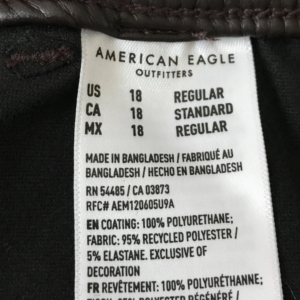 AMERICAN EAGLE Vegan Leather Stretch Cargo Pants Brown Women’s Plus Size 18